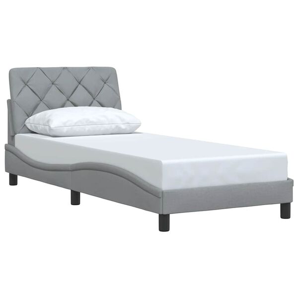 vidaXL Estructura de cama sin colch&oacute;n tela gris claro 90x190 cm