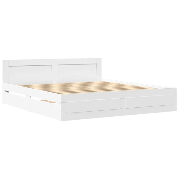 vidaXL Estructura de cama con cabecero sin colch&oacute;n blanco 180x200 cm