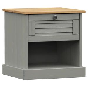 vidaXL Mesita de noche VIGO madera maciza de pino gris 42x35x42 cm