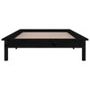vidaXL Estructura cama LED sin colch&oacute;n madera maciza negro 90x200 cm