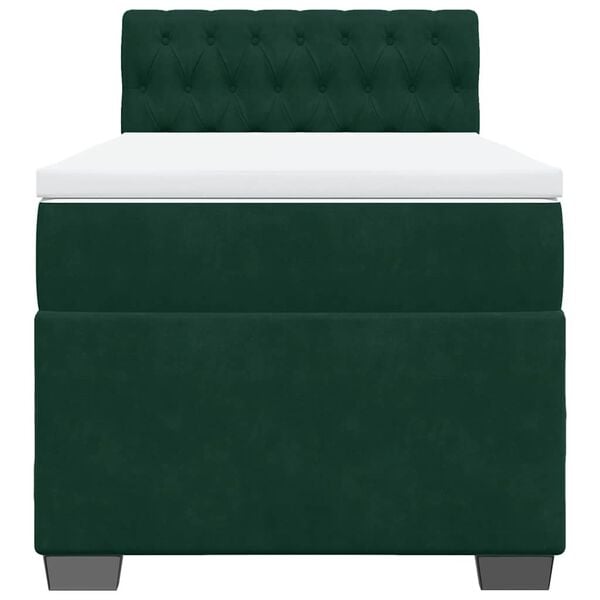 vidaXL Cama box spring con colch&oacute;n terciopelo verde oscuro 100x200 cm