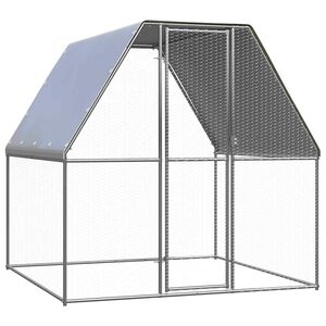 vidaXL Gallinero de acero galvanizado plateado y gris 2x2x2 m