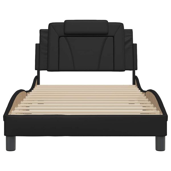 vidaXL Estructura de cama Viana sin colch&oacute;n cuero sint&eacute;tico negro 100x200 cm