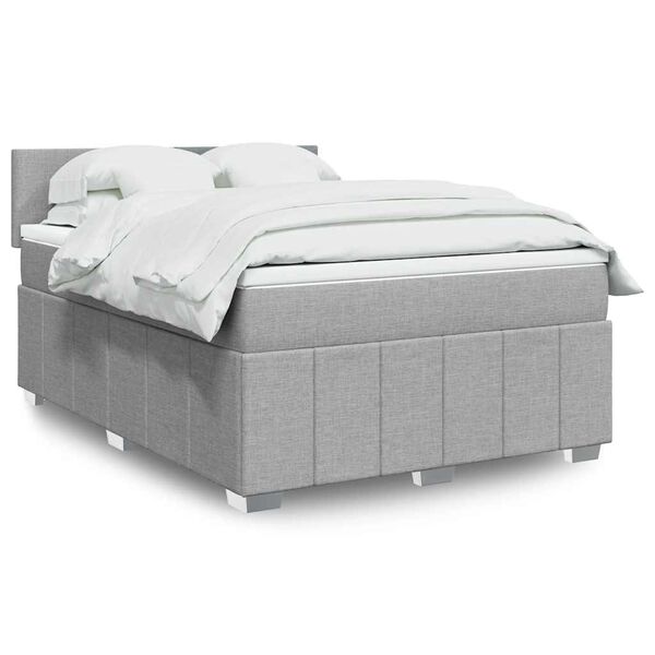 vidaXL Cama box spring con colch&oacute;n tela gris claro 140x200 cm