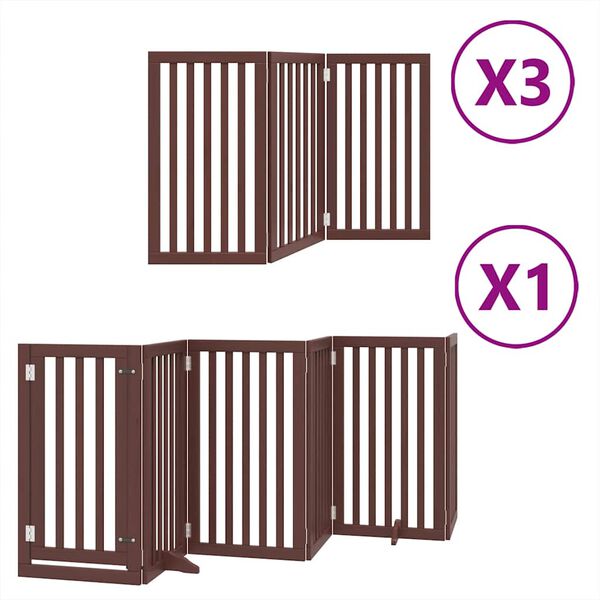 vidaXL Puerta de perros plegable 15 paneles madera &aacute;lamo marr&oacute;n 750 cm
