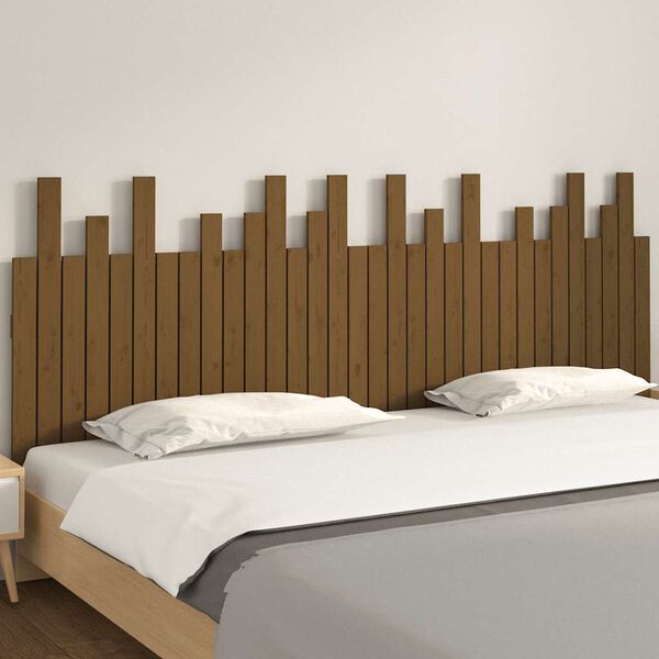 vidaXL Cabecero cama pared madera maciza pino marr&oacute;n miel 204x3x80 cm