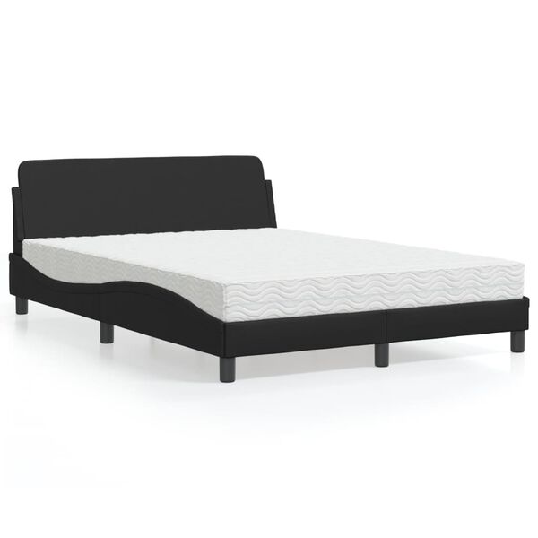 vidaXL Cama con colch&oacute;n Dover cuero sint&eacute;tico negro 120x200 cm