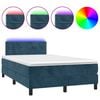vidaXL Cama box spring colch&oacute;n y LED terciopelo azul oscuro 120x200 cm