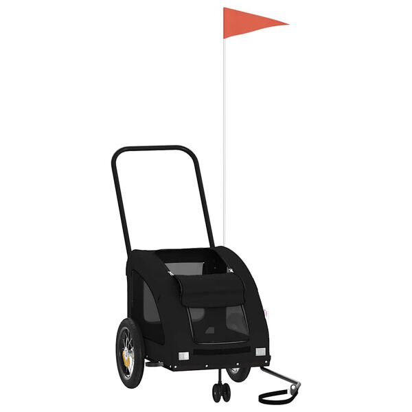 vidaXL Remolque de bicicleta mascotas hierro tela Oxford negro