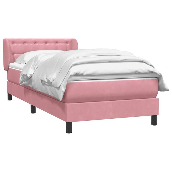 vidaXL Cama box spring con colch&oacute;n terciopelo rosa 100x220 cm