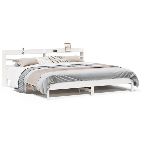vidaXL Estructura de cama sin colch&oacute;n madera maciza blanca 200x200 cm