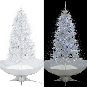 vidaXL &Aacute;rbol de Navidad con nieve con base en paraguas blanco 190 cm