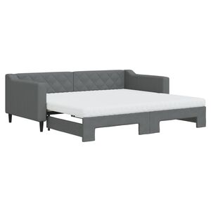 vidaXL Sof&aacute; cama nido con colch&oacute;n tela gris oscuro 90x190 cm