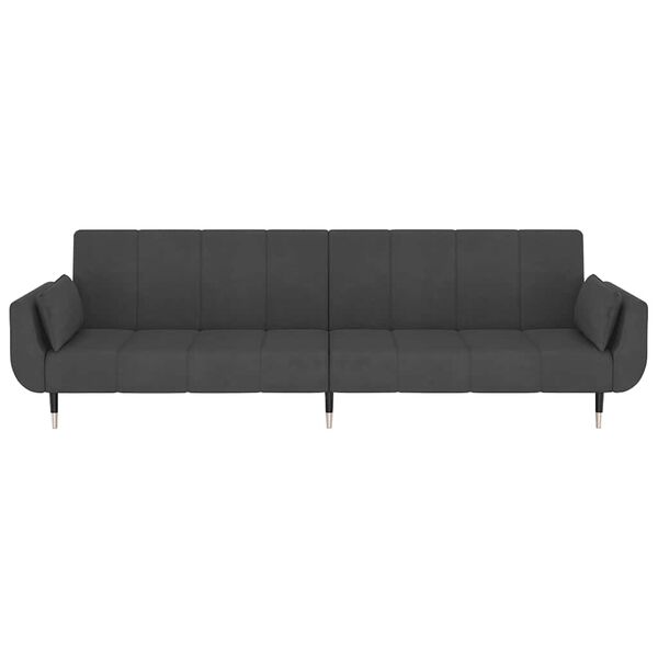 vidaXL Sof&aacute; cama de 2 plazas con dos almohadas terciopelo gris oscuro