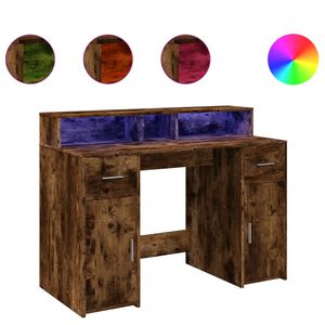 vidaXL Escritorio con LED madera ingenier&iacute;a roble ahumado 120x55x91 cm