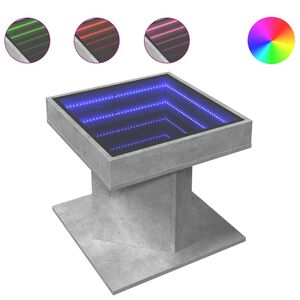 vidaXL Mesa de centro y LED madera ingenier&iacute;a gris hormig&oacute;n 50x50x45cm