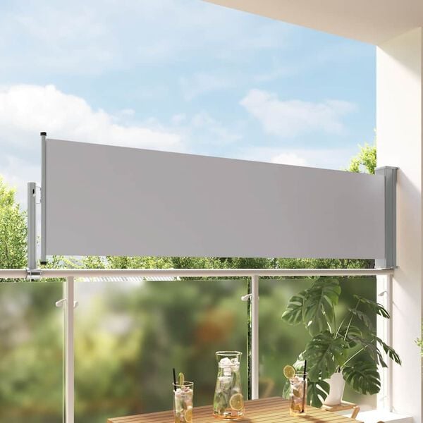 vidaXL Toldo lateral retr&aacute;ctil de jard&iacute;n gris 80x300 cm