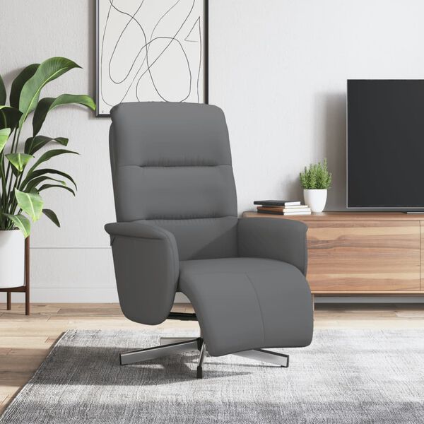 vidaXL Sill&oacute;n reclinable con reposapi&eacute;s tela gris oscuro