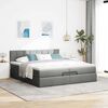 vidaXL Estructura de cama otomana con colch&oacute;n gris oscuro 200x200 cm
