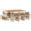 vidaXL Set comedor de jard&iacute;n 11 pzas con cojines rat&aacute;n sint&eacute;tico beige
