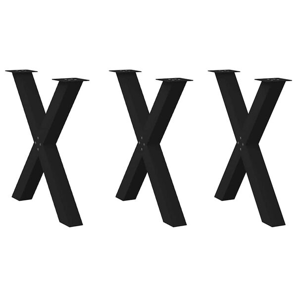 vidaXL Patas para mesa de comedor en forma de X (3 unidades), color negro, 80 x (72-73) cm, acero