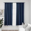vidaXL Cortinas opacas con ganchos look de lino 2 pzas azul 140x175 cm