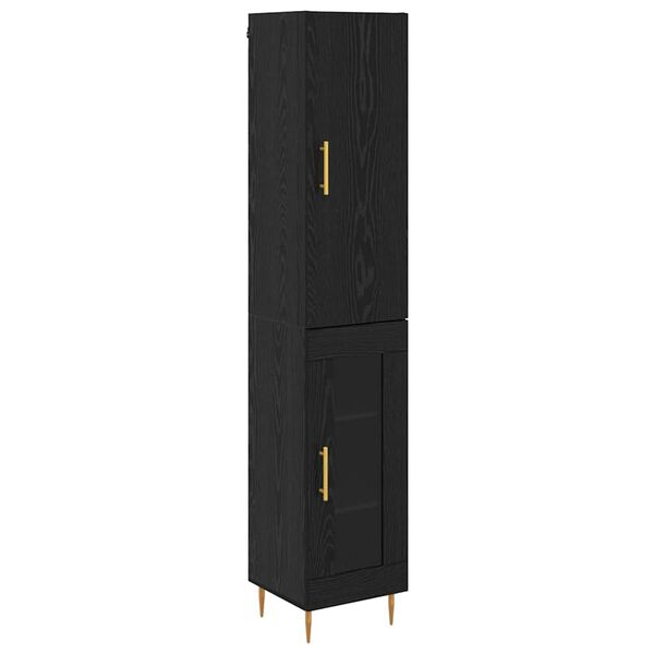 vidaXL Aparador alto 2 pcs Roble Negro Madera de ingenier&iacute;a