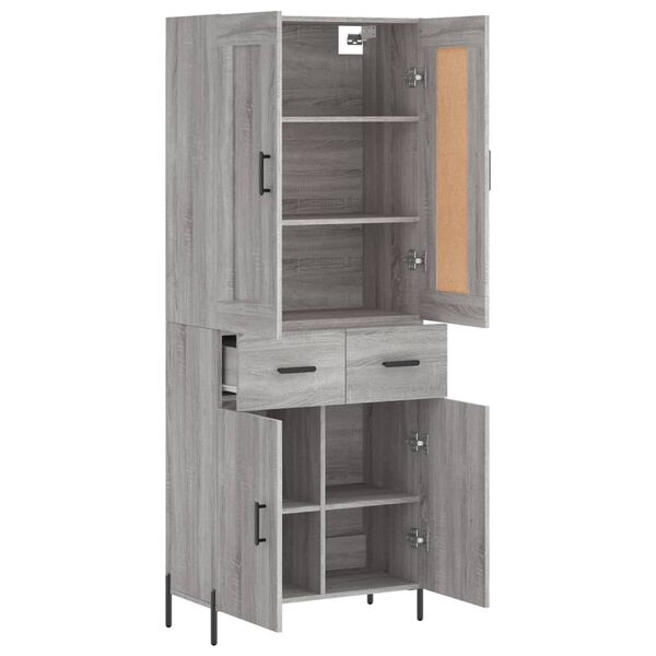 vidaXL Aparador alto madera contrachapada gris sonoma 69,5x34x180 cm