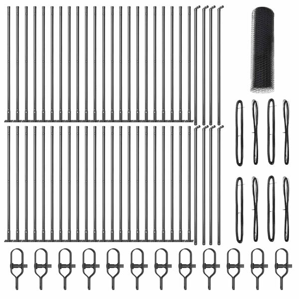 vidaXL Reja con postes Gris 1 x 100 m Acero recubierto de PVC