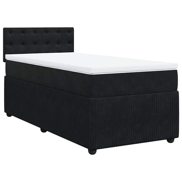 vidaXL Cama box spring con colch&oacute;n terciopelo negro 80x200 cm