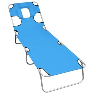 vidaXL Tumbona plegable con coj&iacute;n para la cabeza acero azul turquesa