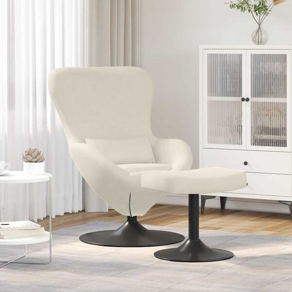 vidaXL Silla Huevo con Puff Crema 63 x 73 x 90 cm Terciopelo