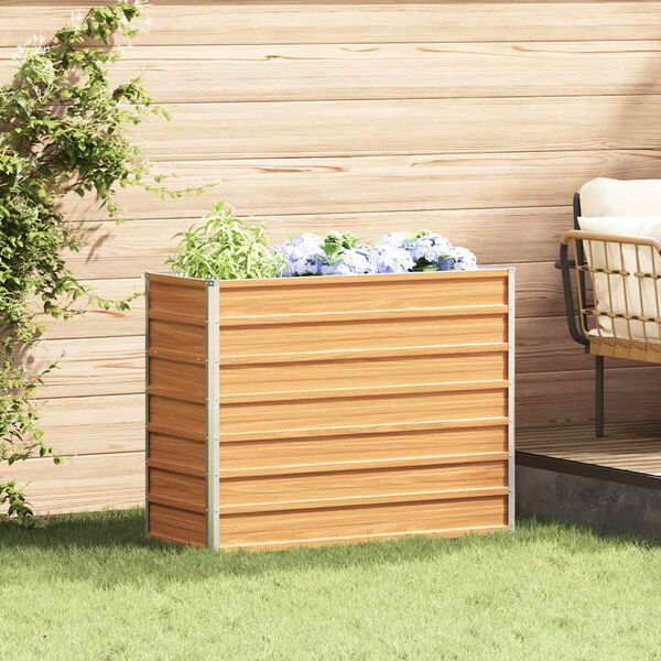 vidaXL Arriate elevado Marrón Claro 100 x 40 x 77 cm Acero Galvanizado