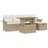 vidaXL Conjunto de sof&aacute; de jard&iacute;n 6 uds. Beige rat&aacute;n sint&eacute;tico