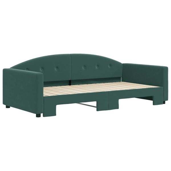 vidaXL Sof&aacute; cama nido terciopelo verde oscuro 100x200 cm