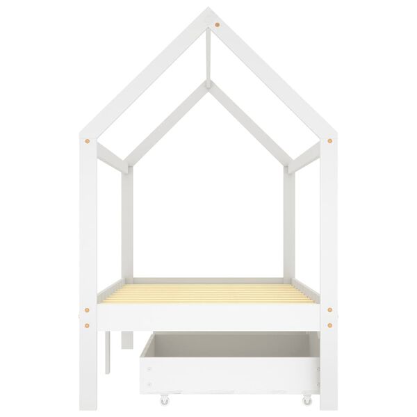 vidaXL Estructura de cama infantil cajones madera pino blanco 90x200cm
