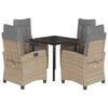 vidaXL Set comedor de jard&iacute;n 5 pzas con cojines rat&aacute;n sint&eacute;tico beige