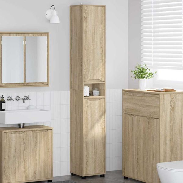 vidaXL Gabinete de Ba&ntilde;o con estante Roble Sonoma 30,5 x 30 x 195 cm