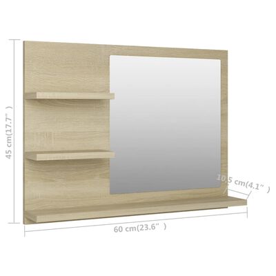 vidaXL Espejo de baño madera contrachapada roble Sonoma 60x10,5x45 cm