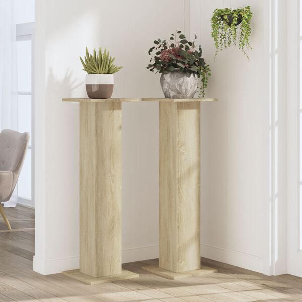 vidaXL Soportes para plantas 2 uds madera roble Sonoma 30x30x95 cm