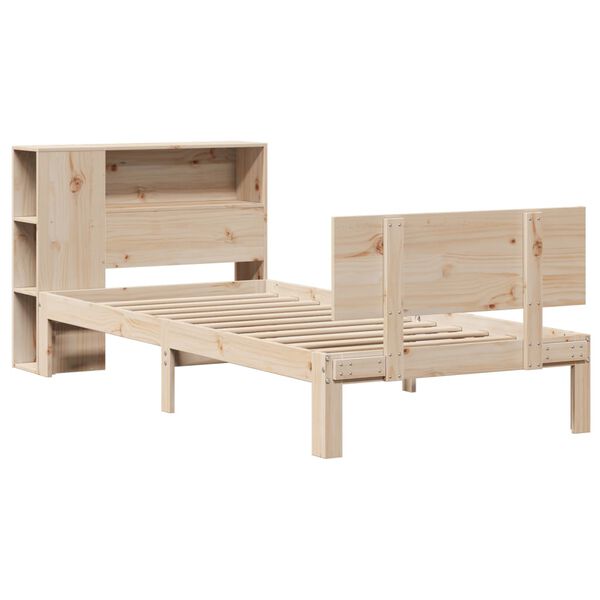 vidaXL Cama con estanter&iacute;a sin colch&oacute;n madera maciza de pino 90x200 cm
