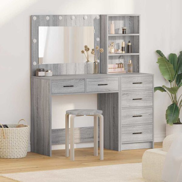 vidaXL Mesa de tocador con caj&oacute;n Gris Claro 78.5 x 41 x 135 cm