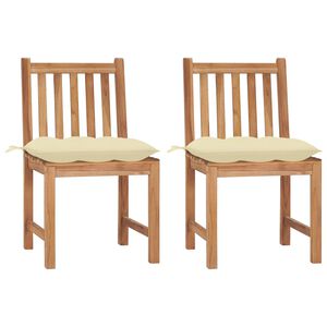 vidaXL Sillas de jard&iacute;n 2 unidades madera maciza de teca con cojines