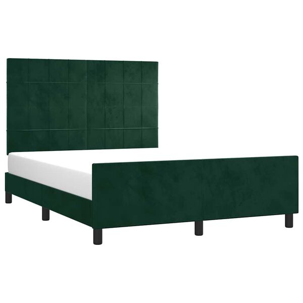 vidaXL Estructura cama sin colch&oacute;n terciopelo verde oscuro 140x190 cm