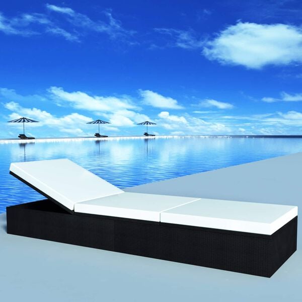 vidaXL Tumbona Negro rat&aacute;n sint&eacute;tico