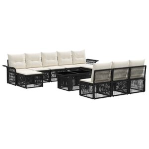 vidaXL Conjunto de sof&aacute;s de jard&iacute;n 11 uds. Negro y Blanco Crema