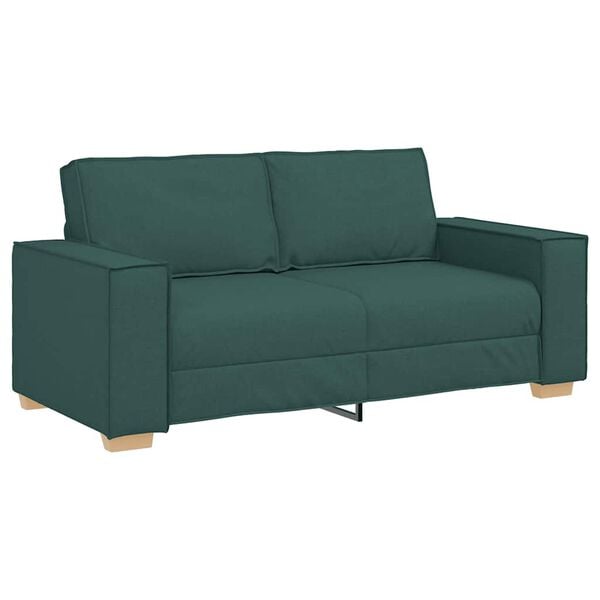 vidaXL Sof&aacute; de 2 plazas de tela verde oscuro, 180x78x84 cm