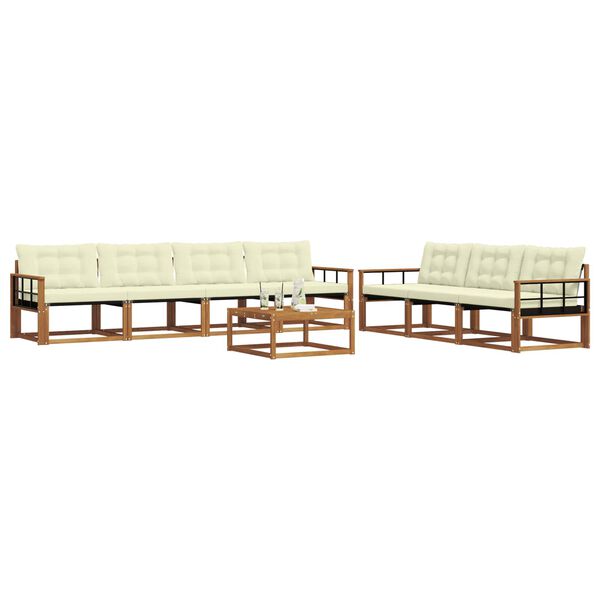 vidaXL Conjunto de sof&aacute;s de exterior con coj&iacute;n 8 pcs Natural y Crema