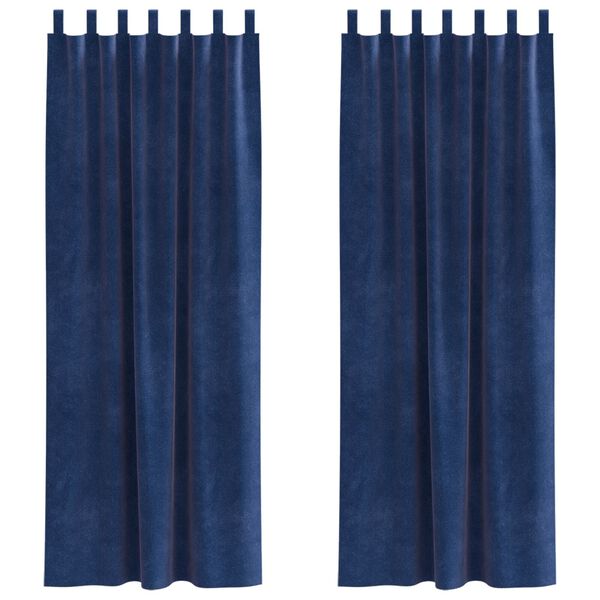 vidaXL Cortinas opacas 2 pcs Azul Oscuro 140 x 245 cm Terciopelo