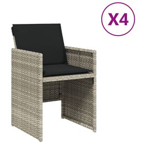 vidaXL Sillones de jard&iacute;n con cojines 4 uds rat&aacute;n sint&eacute;tico gris claro